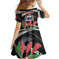 Personalised Samoa 685 Family Matching Off Shoulder Maxi Dress and Hawaiian Shirt Teuila Flower With Black Samoan Tattoo LT9 - Polynesian Pride