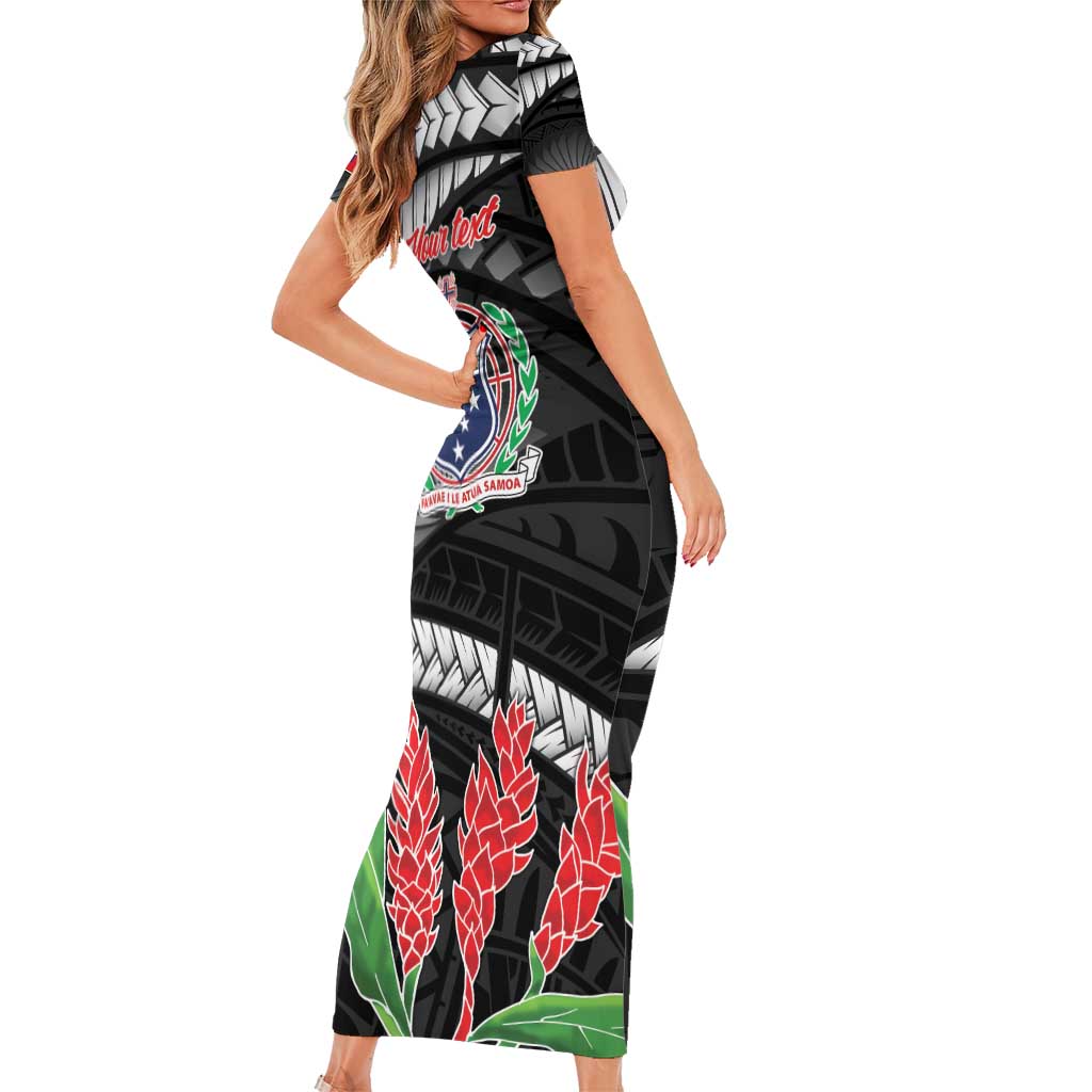 Personalised Samoa 685 Family Matching Short Sleeve Bodycon Dress and Hawaiian Shirt Teuila Flower With Black Samoan Tattoo LT9 - Polynesian Pride