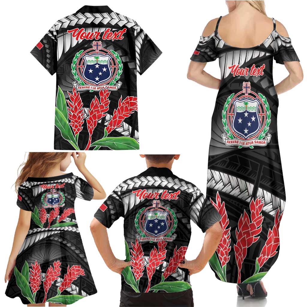 Personalised Samoa 685 Family Matching Summer Maxi Dress and Hawaiian Shirt Teuila Flower With Black Samoan Tattoo LT9 - Polynesian Pride