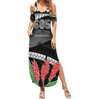Personalised Samoa 685 Family Matching Summer Maxi Dress and Hawaiian Shirt Teuila Flower With Black Samoan Tattoo LT9 Mom's Dress Black - Polynesian Pride