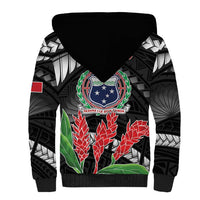 Personalised Samoa 685 Sherpa Hoodie Teuila Flower With Black Samoan Tattoo