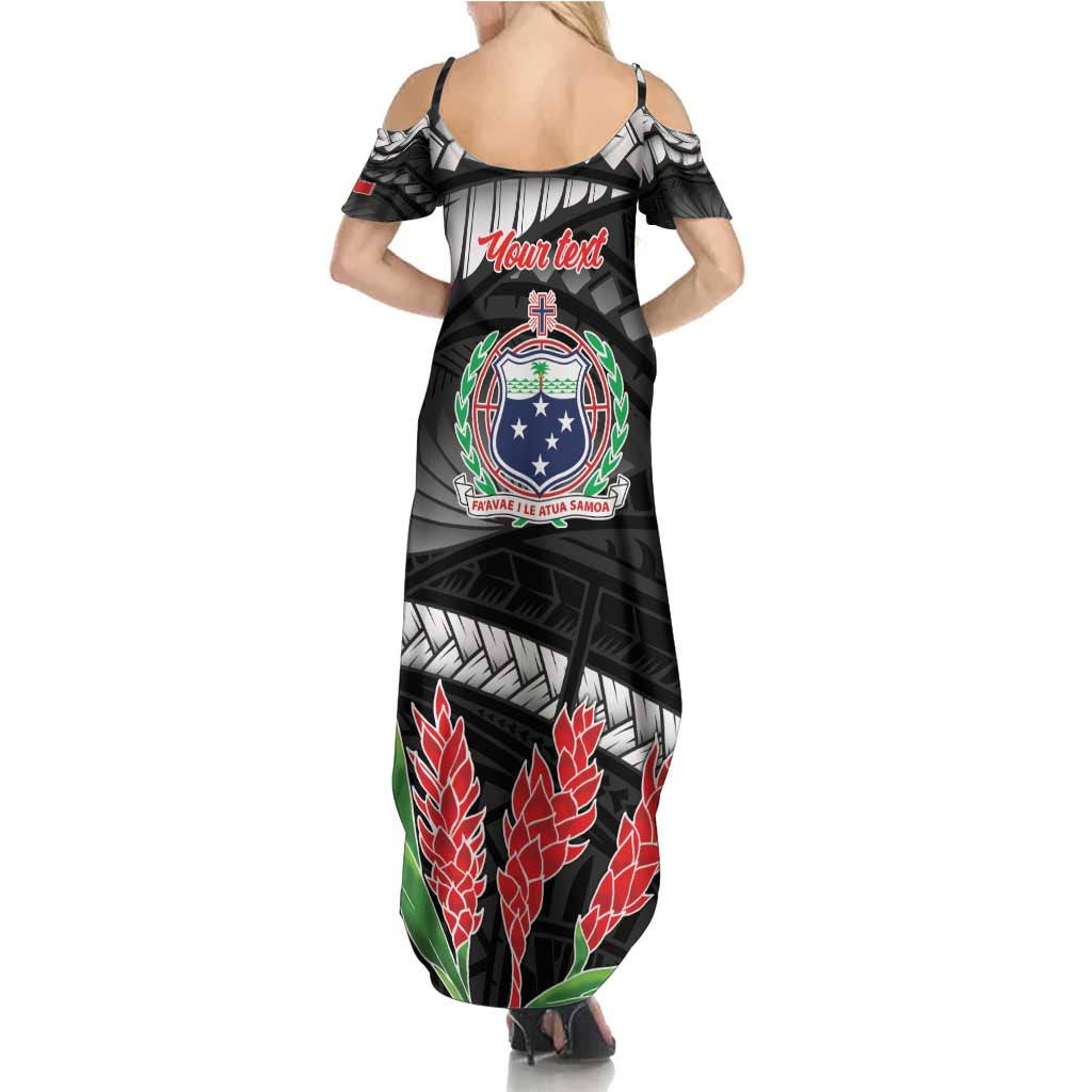 Personalised Samoa 685 Summer Maxi Dress Teuila Flower With Black Samoan Tattoo