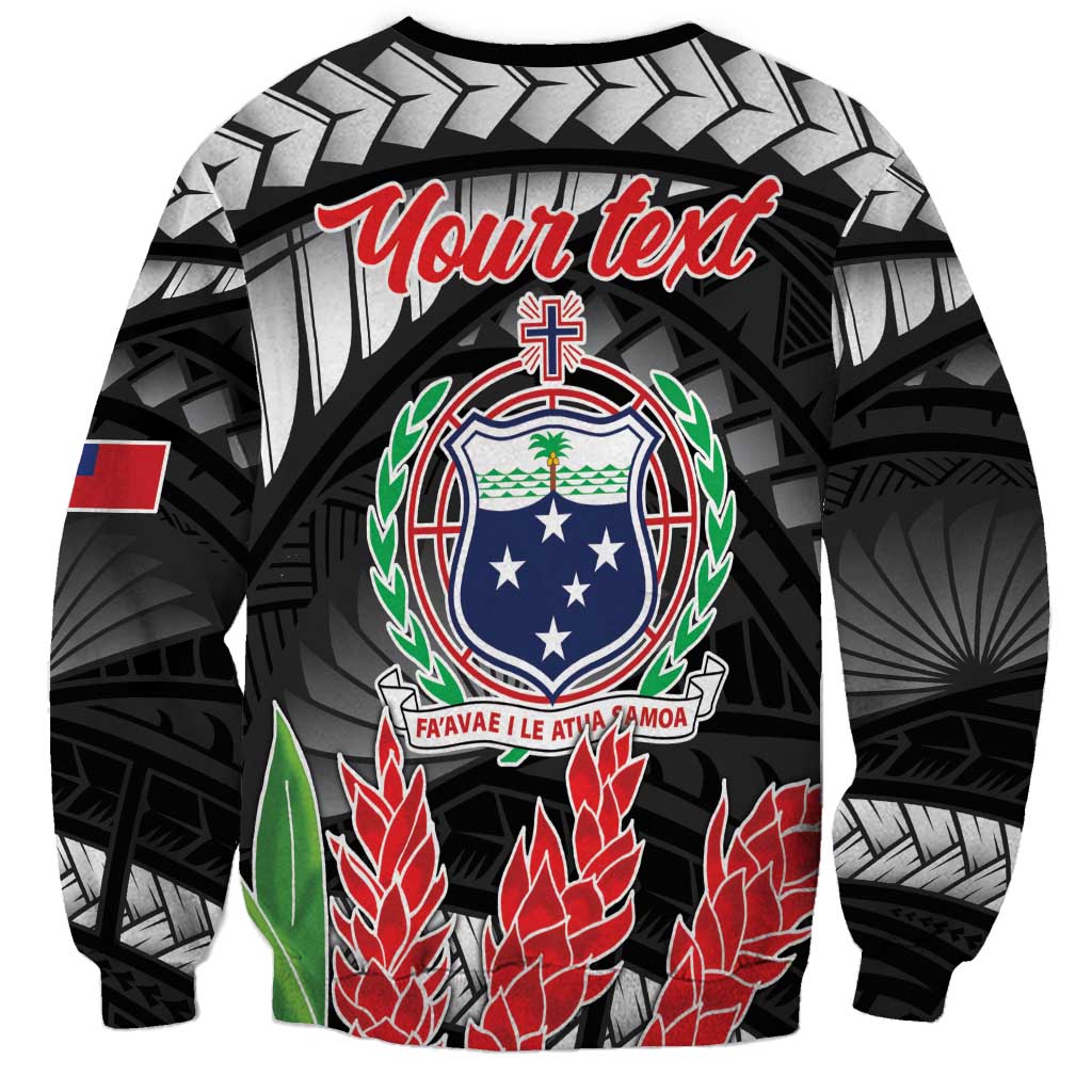 Personalised Samoa 685 Sweatshirt Teuila Flower With Black Samoan Tattoo