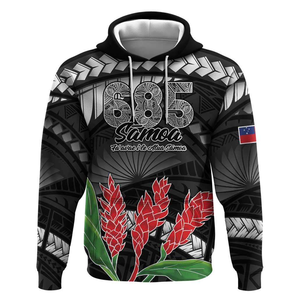 Personalised Samoa 685 Zip Hoodie Teuila Flower With Black Samoan Tattoo