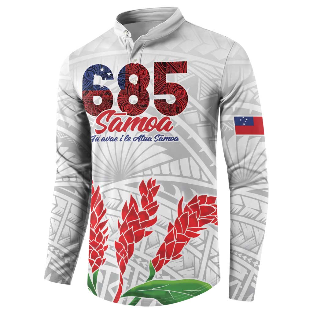 Personalised Samoa 685 Button Sweatshirt Teuila Flower With White Samoan Tattoo