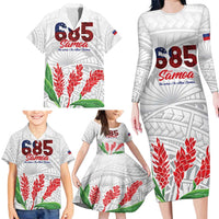 Personalised Samoa 685 Family Matching Long Sleeve Bodycon Dress and Hawaiian Shirt Teuila Flower With White Samoan Tattoo LT9 - Polynesian Pride