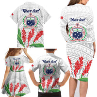 Personalised Samoa 685 Family Matching Long Sleeve Bodycon Dress and Hawaiian Shirt Teuila Flower With White Samoan Tattoo LT9 - Polynesian Pride