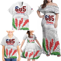 Personalised Samoa 685 Family Matching Off Shoulder Maxi Dress and Hawaiian Shirt Teuila Flower With White Samoan Tattoo LT9 - Polynesian Pride