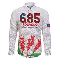 Personalised Samoa 685 Family Matching Short Sleeve Bodycon Dress and Hawaiian Shirt Teuila Flower With White Samoan Tattoo LT9 Dad's Shirt - Long Sleeve White - Polynesian Pride
