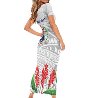 Personalised Samoa 685 Family Matching Short Sleeve Bodycon Dress and Hawaiian Shirt Teuila Flower With White Samoan Tattoo LT9 - Polynesian Pride