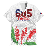 Personalised Samoa 685 Family Matching Summer Maxi Dress and Hawaiian Shirt Teuila Flower With White Samoan Tattoo LT9 Dad's Shirt - Short Sleeve White - Polynesian Pride