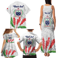 Personalised Samoa 685 Family Matching Tank Maxi Dress and Hawaiian Shirt Teuila Flower With White Samoan Tattoo LT9 - Polynesian Pride