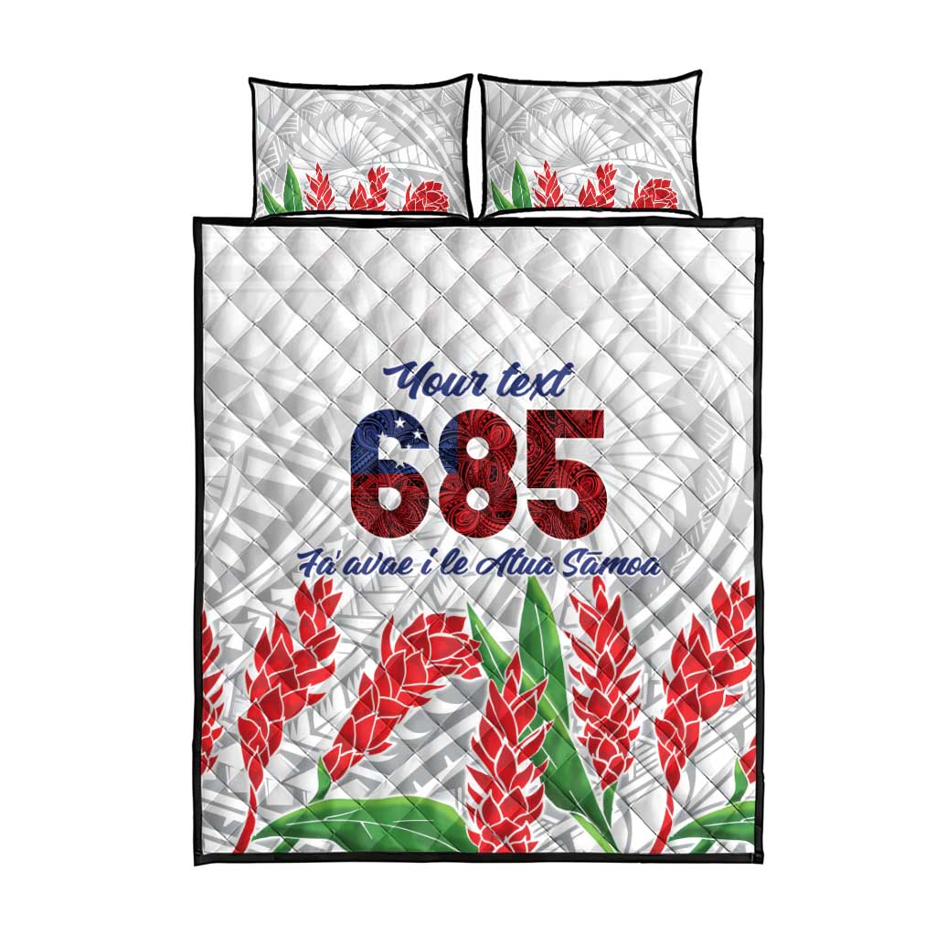 Personalised Samoa 685 Quilt Bed Set Teuila Flower With White Samoan Tattoo