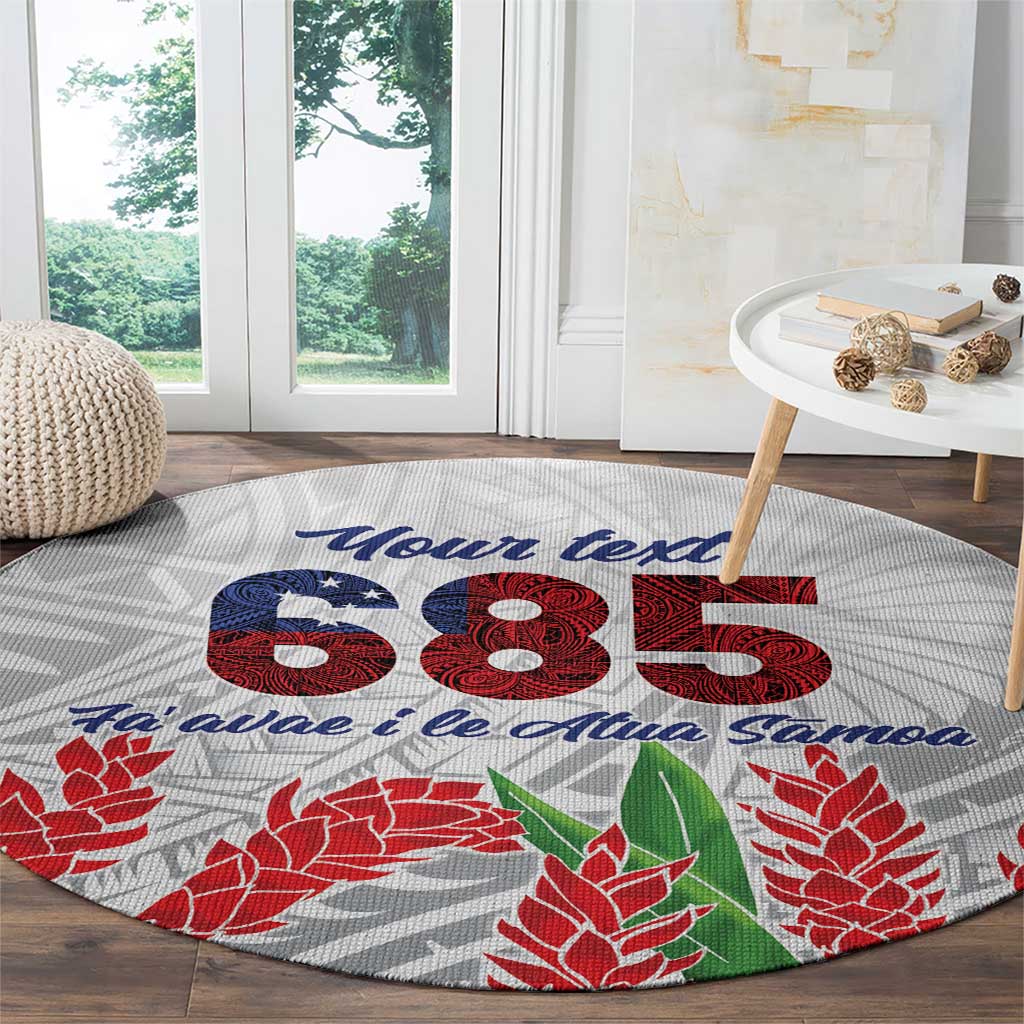 Personalised Samoa 685 Round Carpet Teuila Flower With White Samoan Tattoo