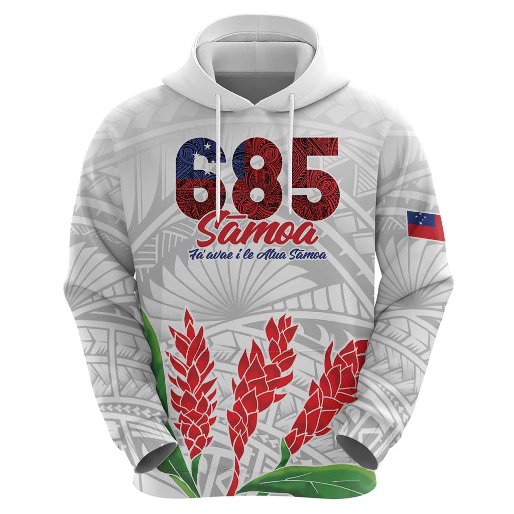Personalised Samoa 685 Zip Hoodie Teuila Flower With White Samoan Tattoo