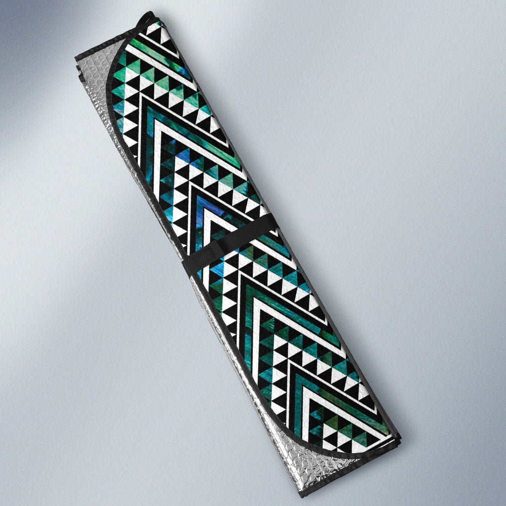 New Zealand Maori Niho Taniwha Auto Sun Shade Papua Shell - Mangopare Puhoro Pattern