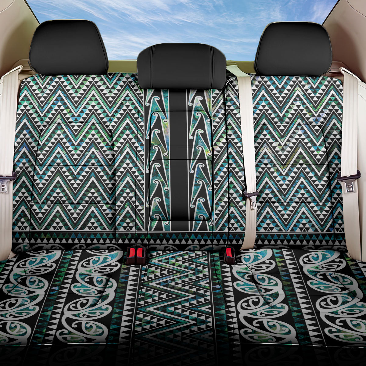 New Zealand Maori Niho Taniwha Back Car Seat Cover Papua Shell - Mangopare Puhoro Pattern
