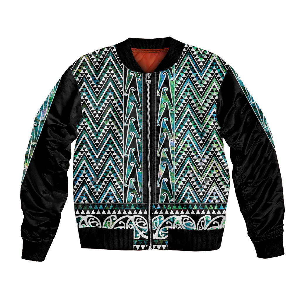 New Zealand Maori Niho Taniwha Bomber Jacket Papua Shell - Mangopare Puhoro Pattern