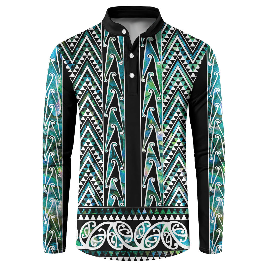 New Zealand Maori Niho Taniwha Button Sweatshirt Papua Shell - Mangopare Puhoro Pattern LT9 Green - Polynesian Pride
