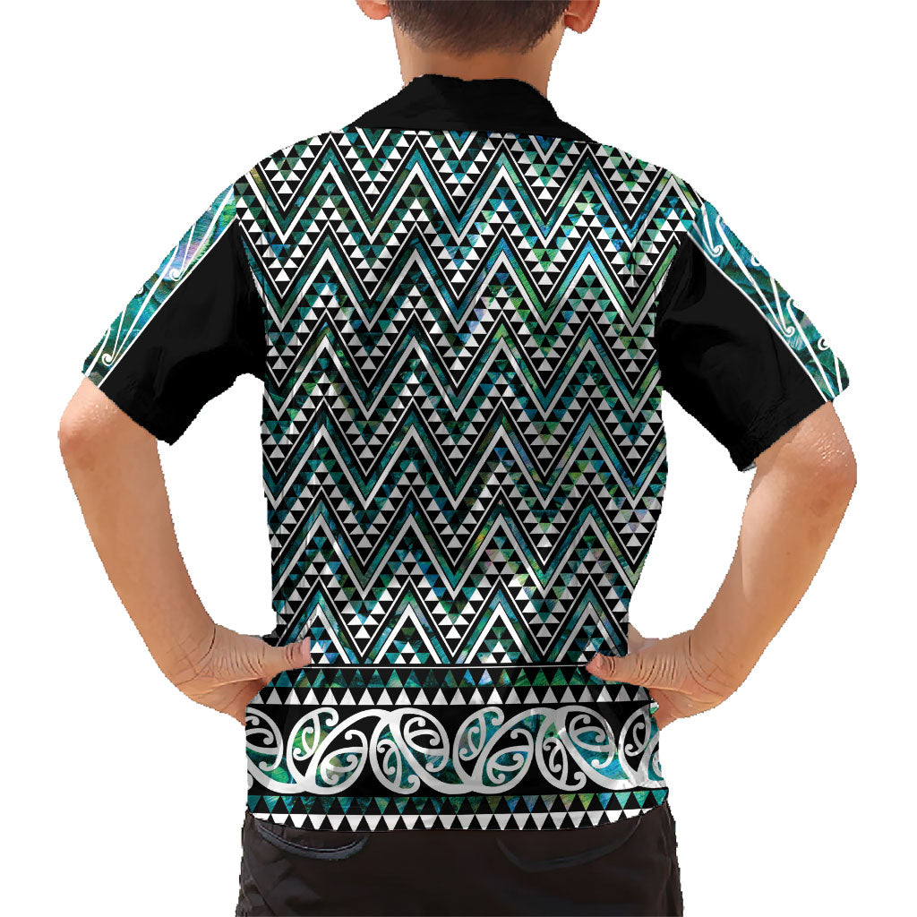 New Zealand Maori Niho Taniwha Family Matching Off The Shoulder Long Sleeve Dress and Hawaiian Shirt Papua Shell - Mangopare Puhoro Pattern