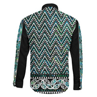 New Zealand Maori Niho Taniwha Family Matching Off The Shoulder Long Sleeve Dress and Hawaiian Shirt Papua Shell - Mangopare Puhoro Pattern