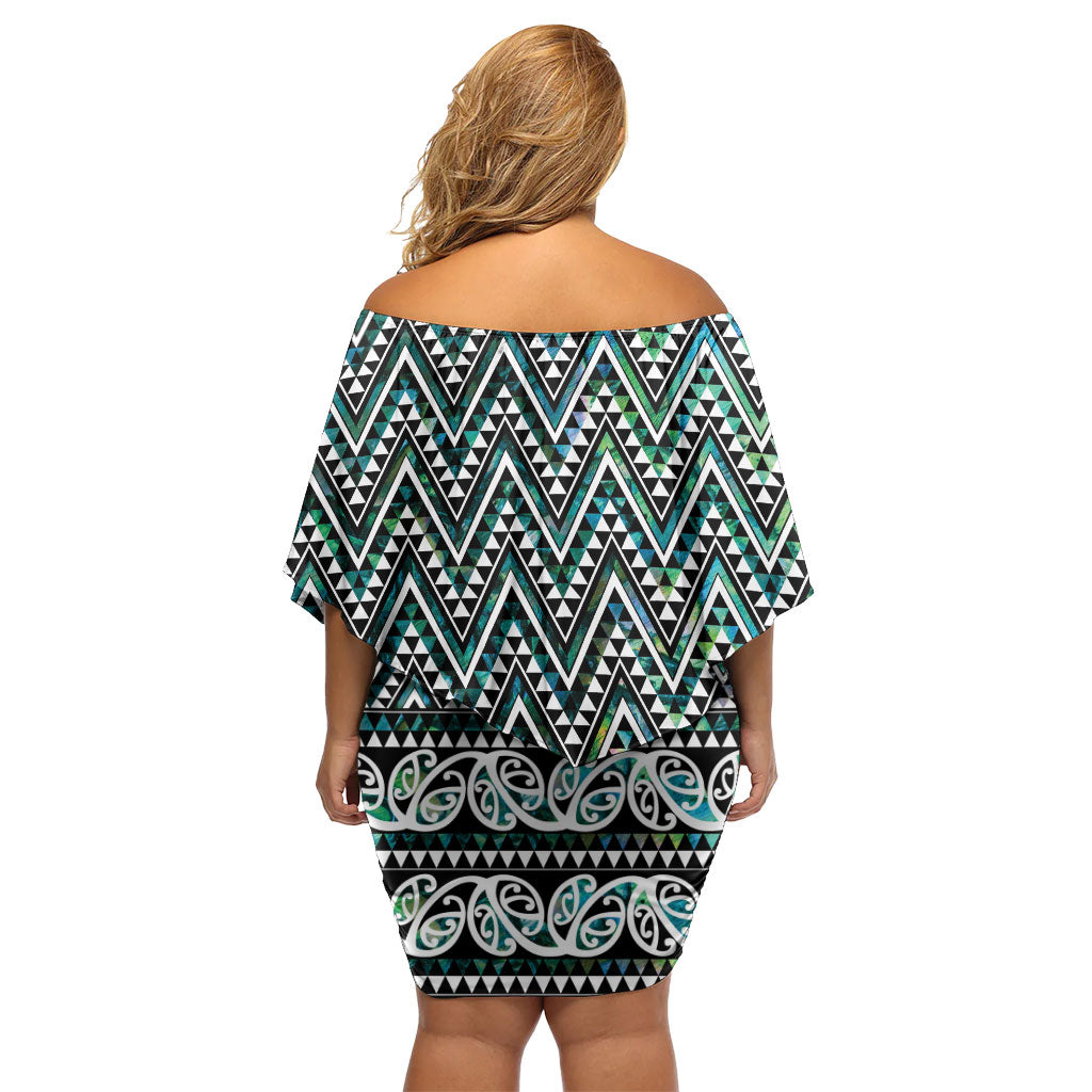 New Zealand Maori Niho Taniwha Family Matching Off Shoulder Short Dress and Hawaiian Shirt Papua Shell - Mangopare Puhoro Pattern