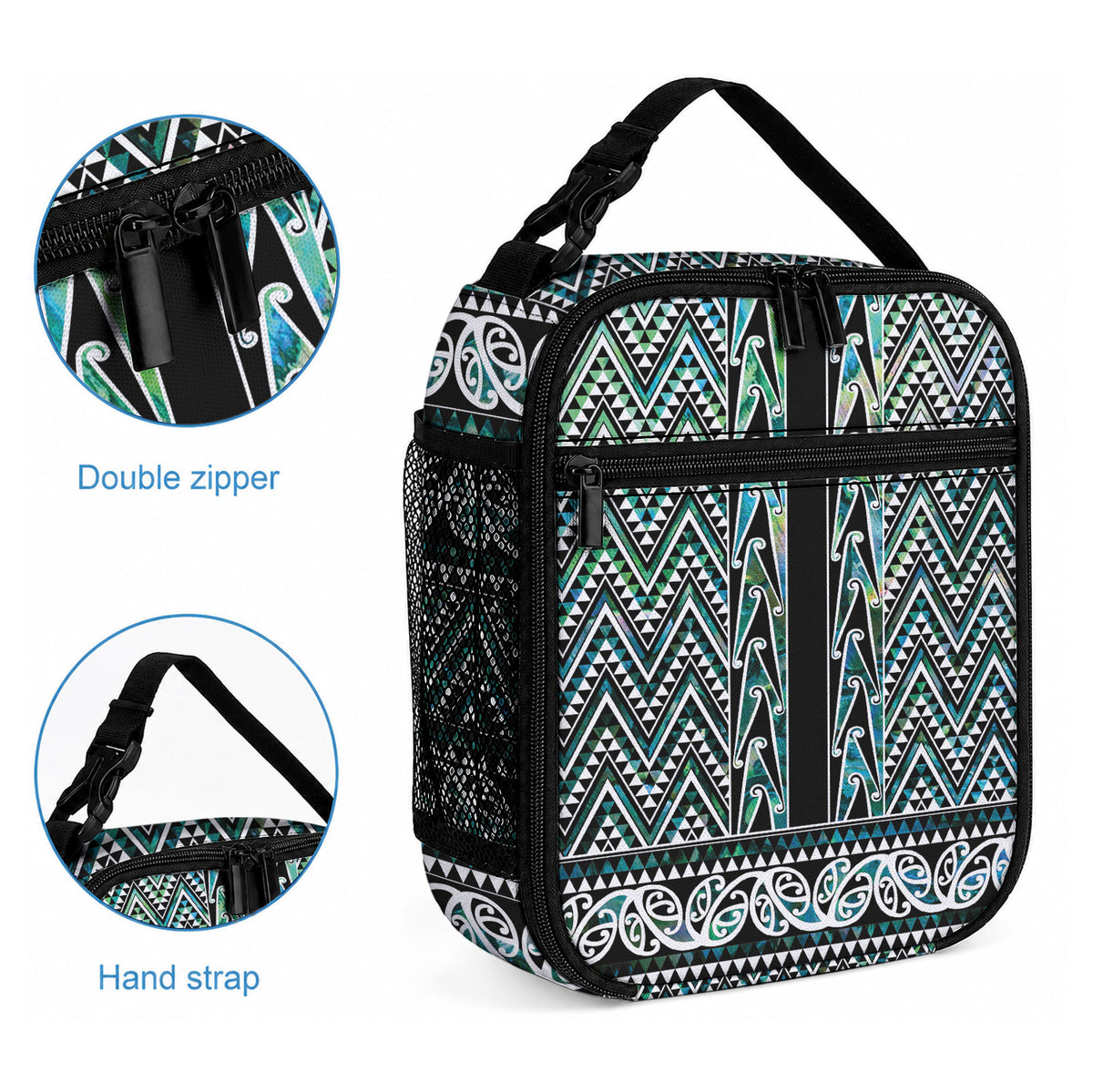New Zealand Maori Niho Taniwha Lunch Bag Papua Shell - Mangopare Puhoro Pattern LT9 - Polynesian Pride