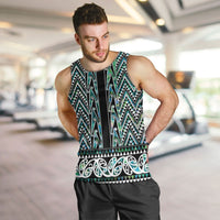 New Zealand Maori Niho Taniwha Men Tank Top Papua Shell - Mangopare Puhoro Pattern