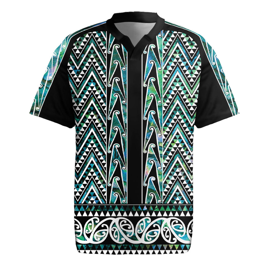 New Zealand Maori Niho Taniwha Rugby Jersey Papua Shell - Mangopare Puhoro Pattern LT9 Green - Polynesian Pride