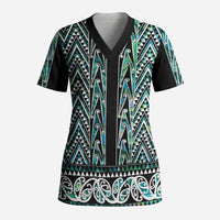 New Zealand Maori Niho Taniwha Scrub Top Papua Shell - Mangopare Puhoro Pattern