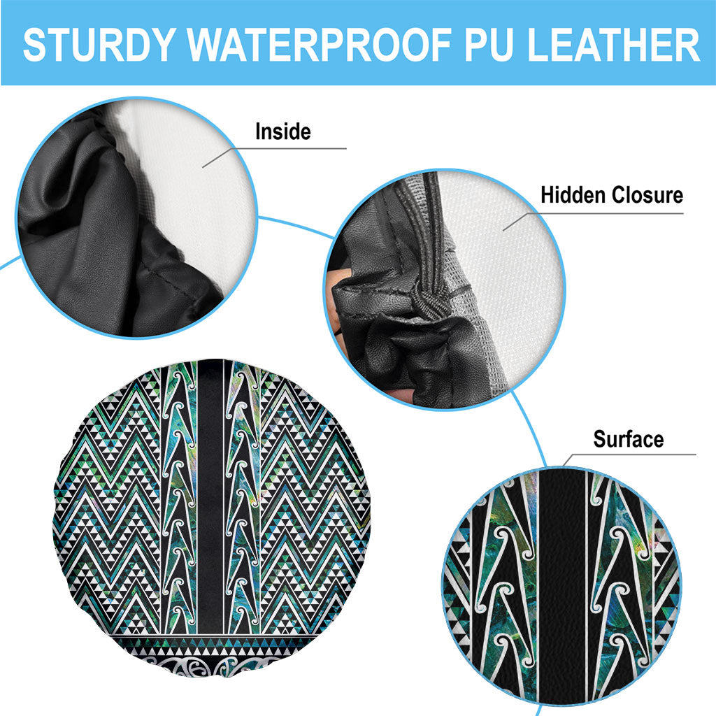 New Zealand Maori Niho Taniwha Spare Tire Cover Papua Shell - Mangopare Puhoro Pattern