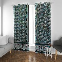 New Zealand Maori Niho Taniwha Window Curtain Papua Shell - Mangopare Puhoro Pattern