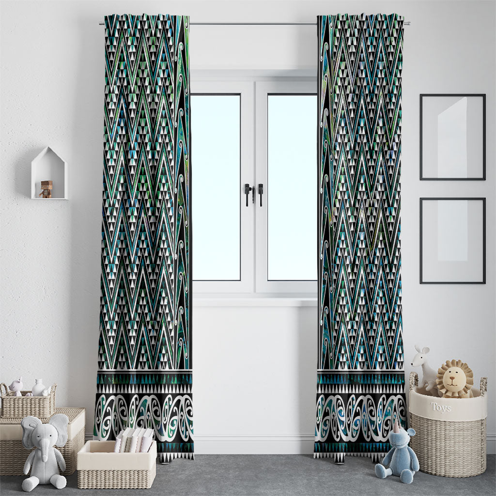New Zealand Maori Niho Taniwha Window Curtain Papua Shell - Mangopare Puhoro Pattern