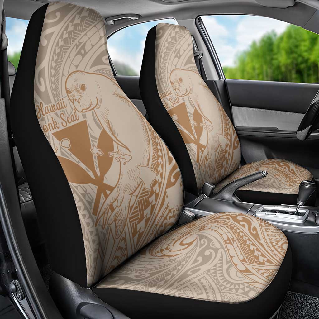 Hawaii Monk Seal and Map Car Seat Cover Polynesian Kanaka Maoli Beige Vibe LT9 - Polynesian Pride