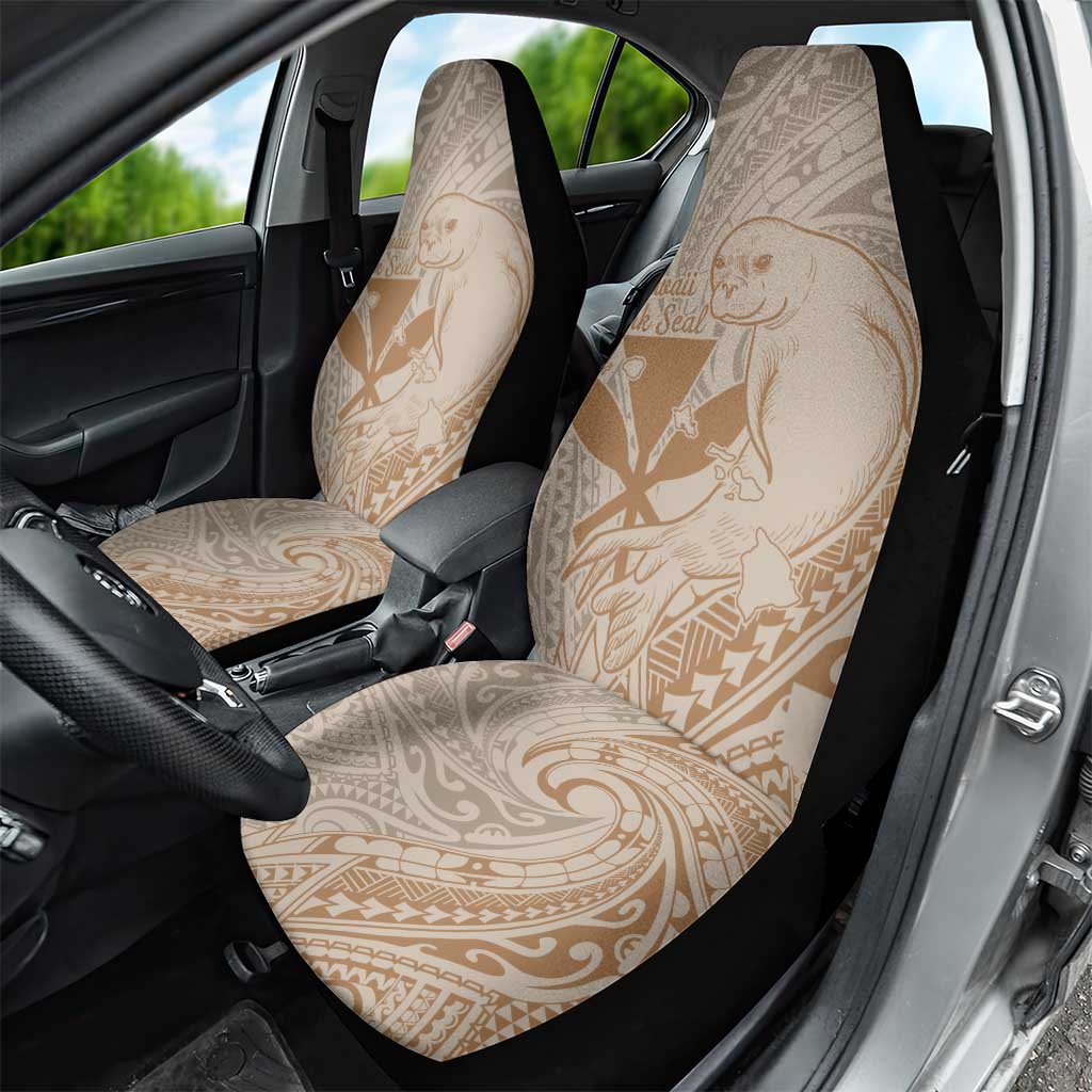 Hawaii Monk Seal and Map Car Seat Cover Polynesian Kanaka Maoli Beige Vibe LT9 - Polynesian Pride