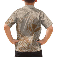 Hawaii Monk Seal and Map Family Matching Long Sleeve Bodycon Dress and Hawaiian Shirt Polynesian Kanaka Maoli Beige Vibe LT9 - Polynesian Pride
