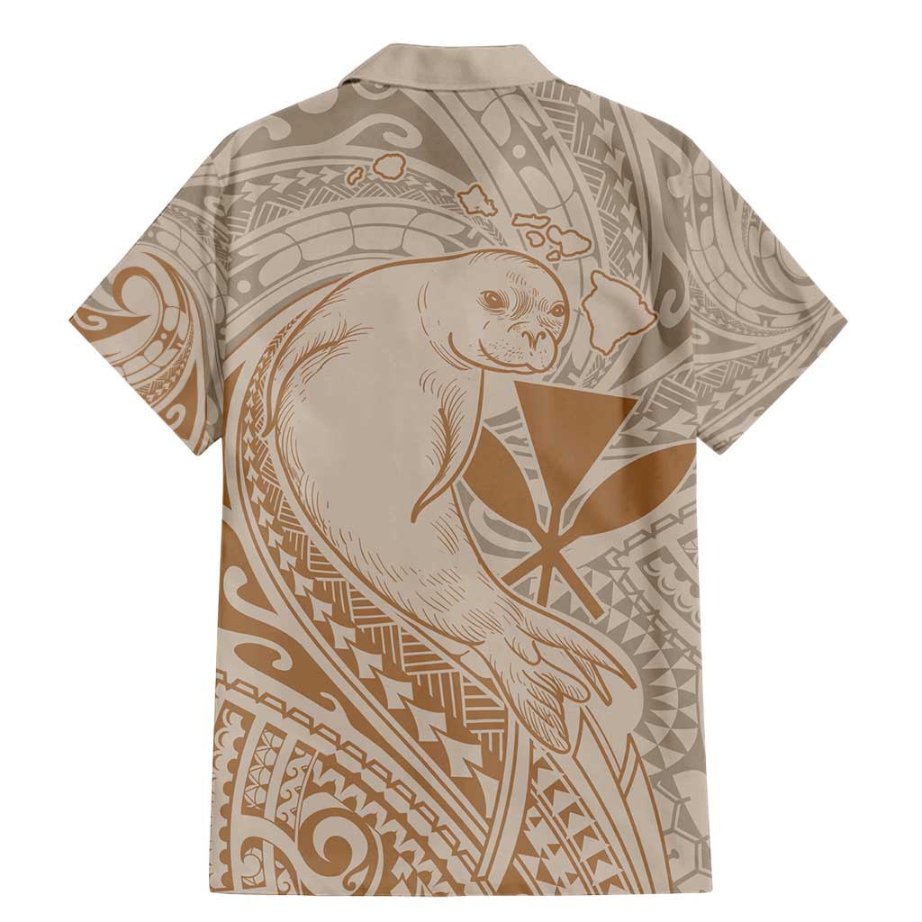 Hawaii Monk Seal and Map Family Matching Mermaid Dress and Hawaiian Shirt Polynesian Kanaka Maoli Beige Vibe LT9 - Polynesian Pride