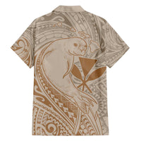 Hawaii Monk Seal and Map Family Matching Off Shoulder Maxi Dress and Hawaiian Shirt Polynesian Kanaka Maoli Beige Vibe LT9 - Polynesian Pride