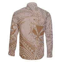 Hawaii Monk Seal and Map Family Matching Off Shoulder Short Dress and Hawaiian Shirt Polynesian Kanaka Maoli Beige Vibe LT9 - Polynesian Pride