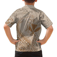 Hawaii Monk Seal and Map Family Matching Puletasi and Hawaiian Shirt Polynesian Kanaka Maoli Beige Vibe LT9 - Polynesian Pride