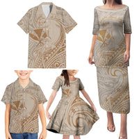 Hawaii Monk Seal and Map Family Matching Puletasi and Hawaiian Shirt Polynesian Kanaka Maoli Beige Vibe LT9 - Polynesian Pride
