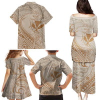 Hawaii Monk Seal and Map Family Matching Puletasi and Hawaiian Shirt Polynesian Kanaka Maoli Beige Vibe LT9 - Polynesian Pride