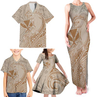 Hawaii Monk Seal and Map Family Matching Tank Maxi Dress and Hawaiian Shirt Polynesian Kanaka Maoli Beige Vibe LT9 - Polynesian Pride