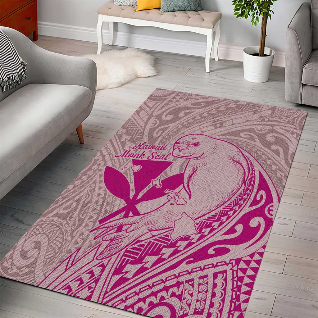 Hawaii Monk Seal and Map Area Rug Polynesian Kanaka Maoli Pink Vibe LT9 - Polynesian Pride