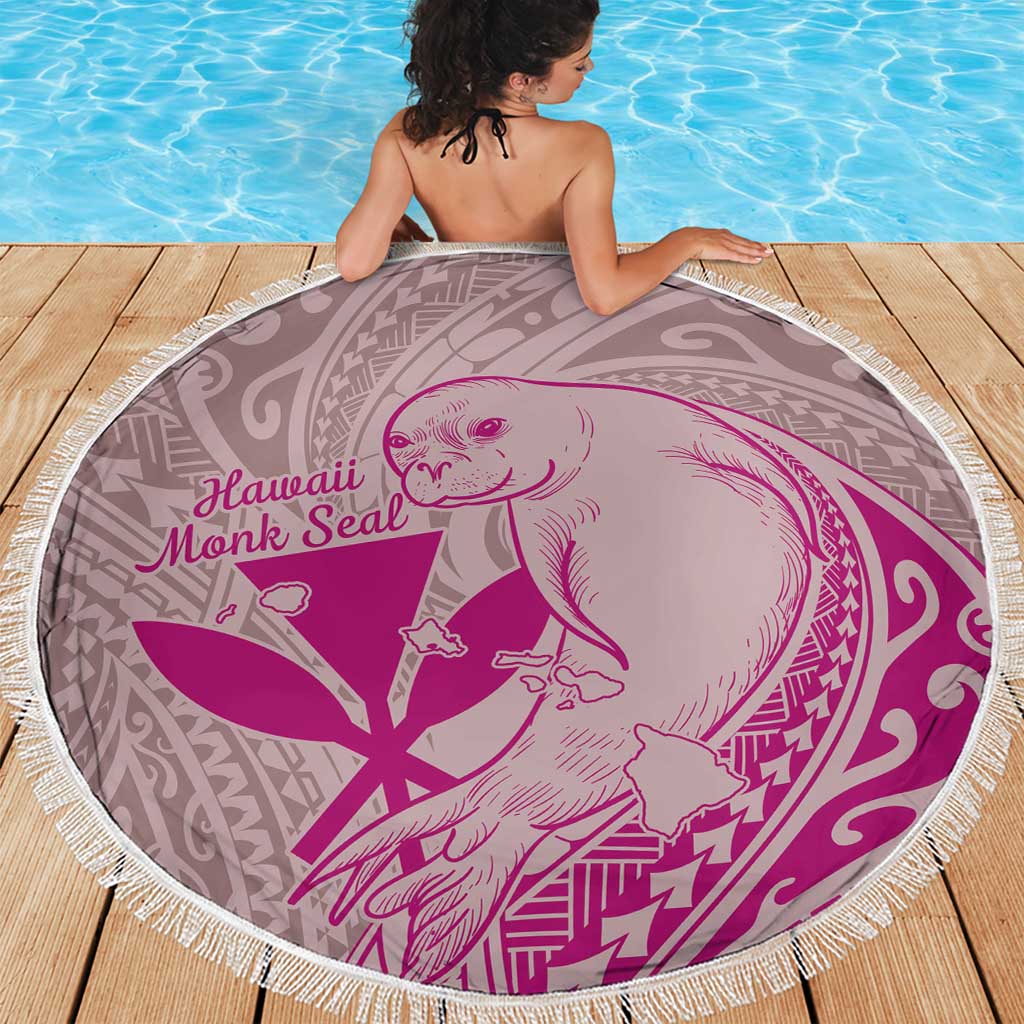 Hawaii Monk Seal and Map Beach Blanket Polynesian Kanaka Maoli Pink Vibe