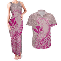 Hawaii Monk Seal and Map Couples Matching Tank Maxi Dress and Hawaiian Shirt Polynesian Kanaka Maoli Pink Vibe LT9 Pink - Polynesian Pride