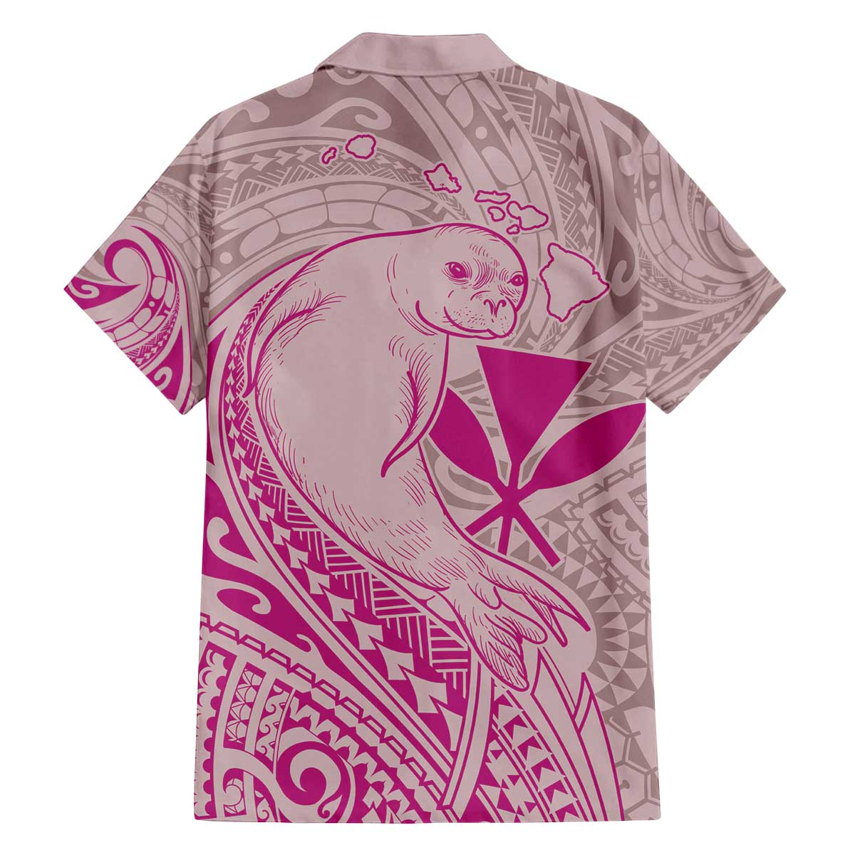 Hawaii Monk Seal and Map Family Matching Off The Shoulder Long Sleeve Dress and Hawaiian Shirt Polynesian Kanaka Maoli Pink Vibe LT9 - Polynesian Pride