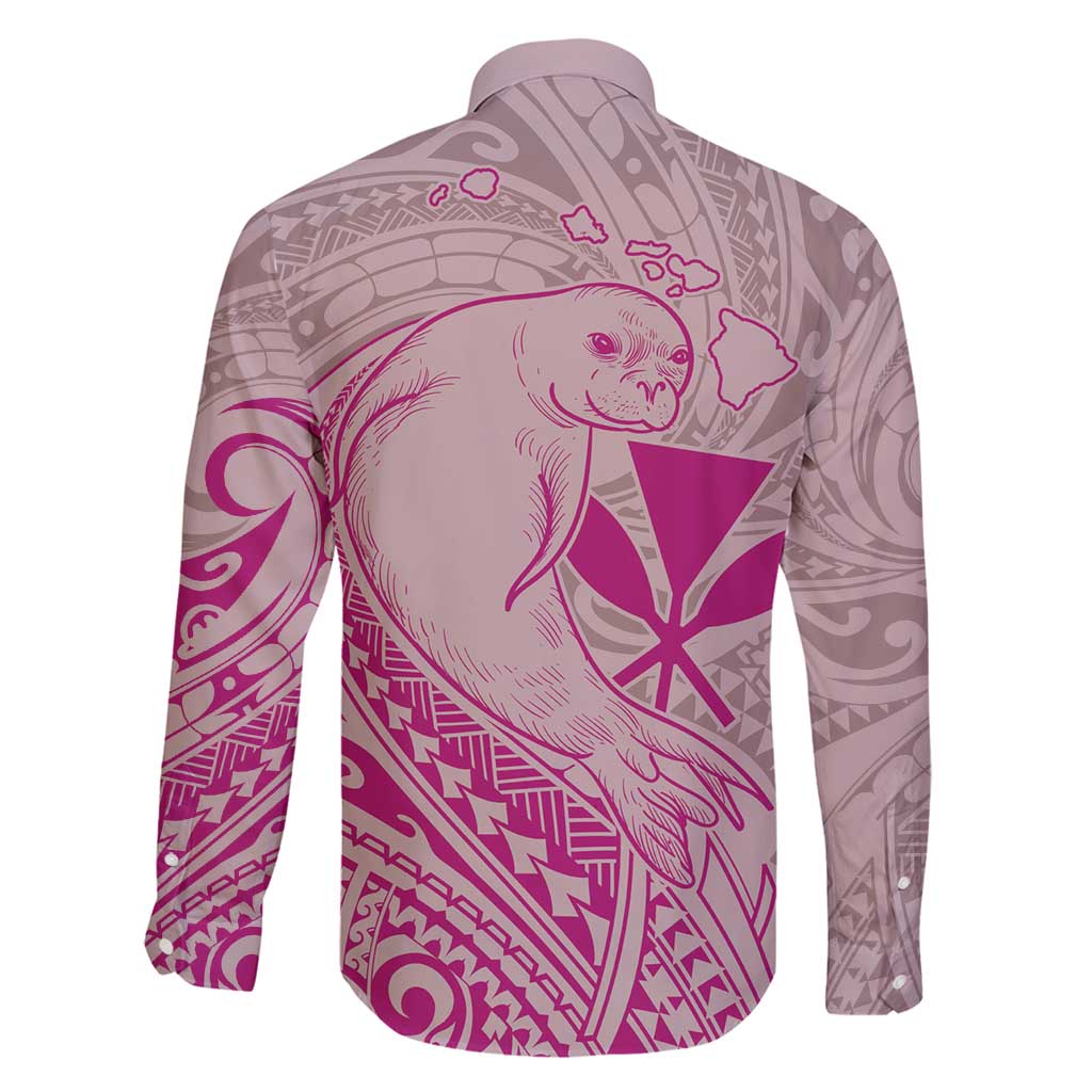 Hawaii Monk Seal and Map Family Matching Off Shoulder Maxi Dress and Hawaiian Shirt Polynesian Kanaka Maoli Pink Vibe LT9 - Polynesian Pride