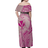 Hawaii Monk Seal and Map Family Matching Off Shoulder Maxi Dress and Hawaiian Shirt Polynesian Kanaka Maoli Pink Vibe LT9 - Polynesian Pride