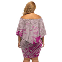 Hawaii Monk Seal and Map Family Matching Off Shoulder Short Dress and Hawaiian Shirt Polynesian Kanaka Maoli Pink Vibe LT9 - Polynesian Pride